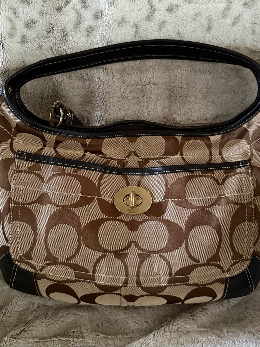 Vintage Coach Ergo Signature Large Hobo 10765 – Khaki/Mahogany Y2K